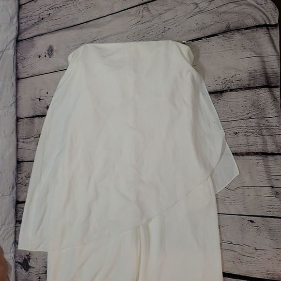 White Flowy Halston Heritage Strapless Jumpsuit - 2 - Picture 8 of 14